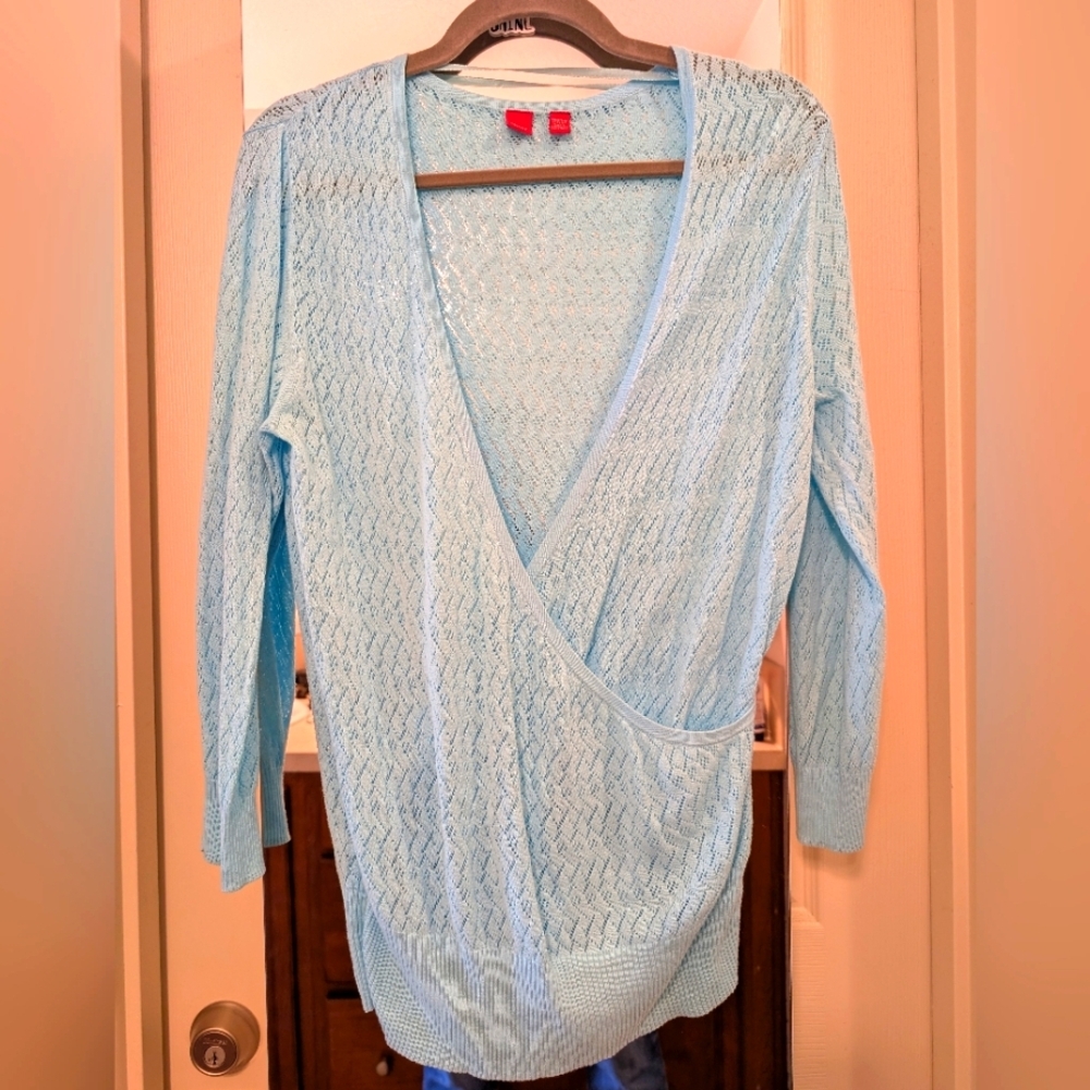 Esprit Blue V-Neck Over Shirt Women's Size L